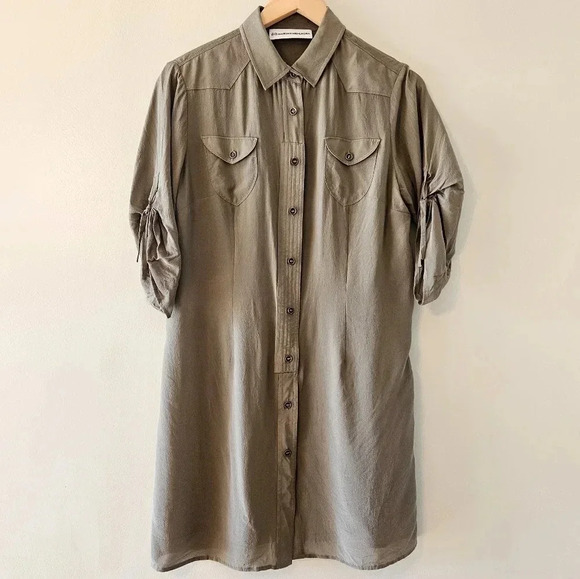 Maryan Mehlhorn Silk Green Quarter Sleeve Mini Dress Size Small. - Picture 2 of 16